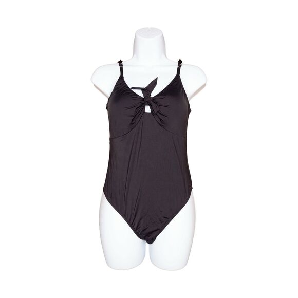 Vestidos Front Tie One Piece Swimsuit Black Size M 5903 - Picture 1 of 2